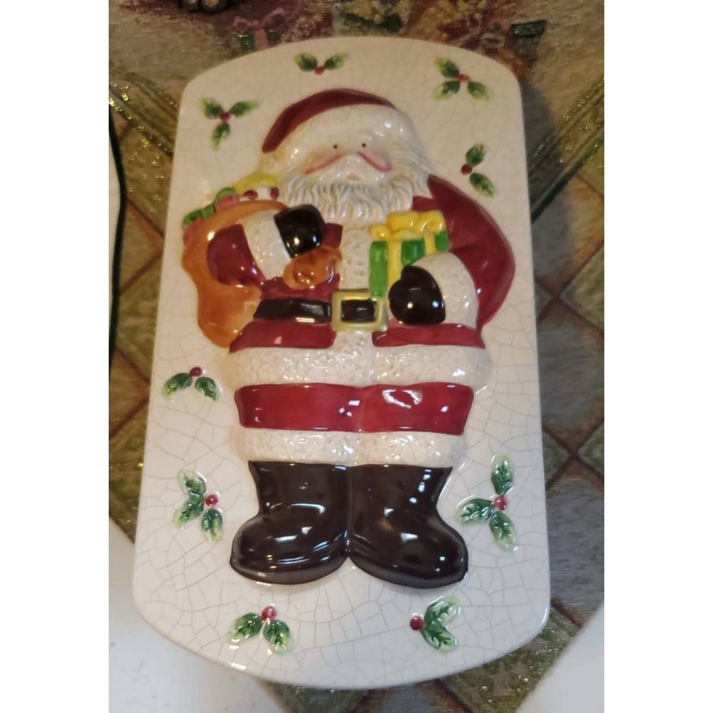 VTG HARD TO FIND DEBCO CERAMIC BAKING LOAF PAN W/ LID SANTA CLAUS